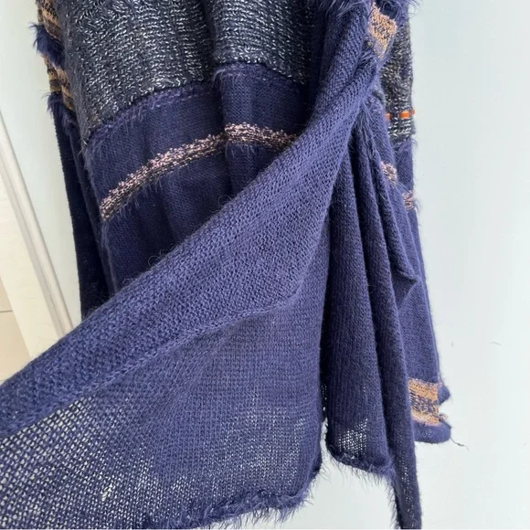Free People Navy Wool Mohair Alpaca Cotton Blend Sweater Size L - Picture 9 of 13